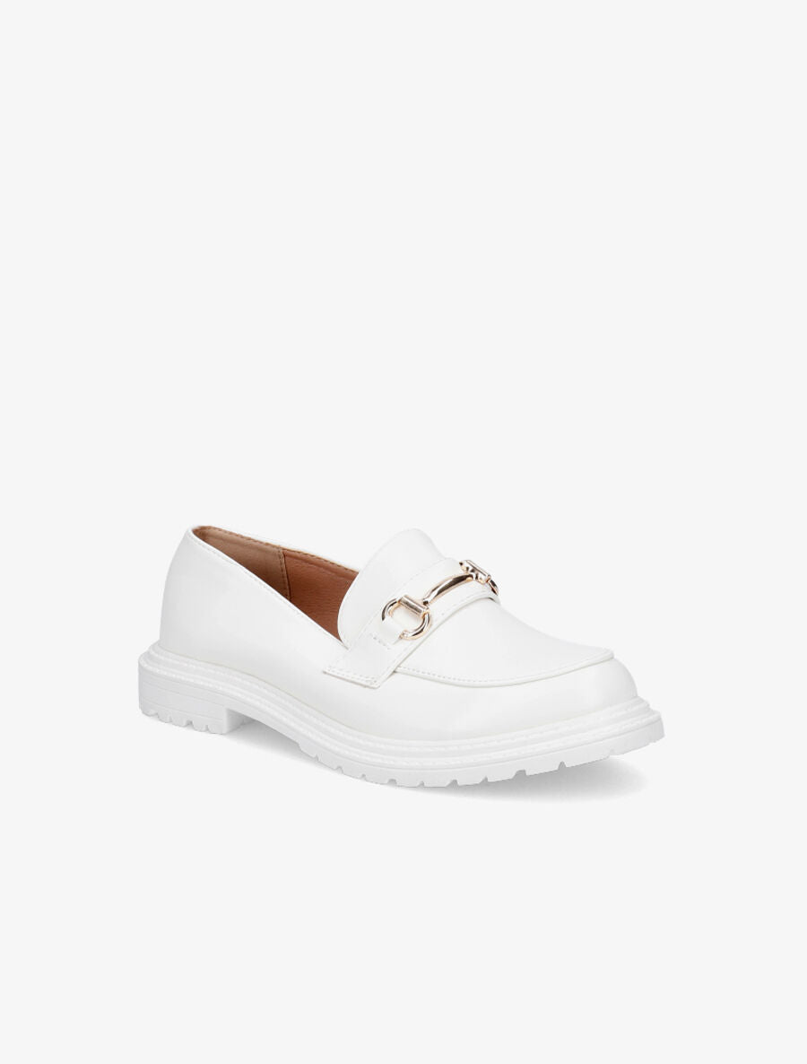 Mocassins en simili et boucle - Blanc - 2