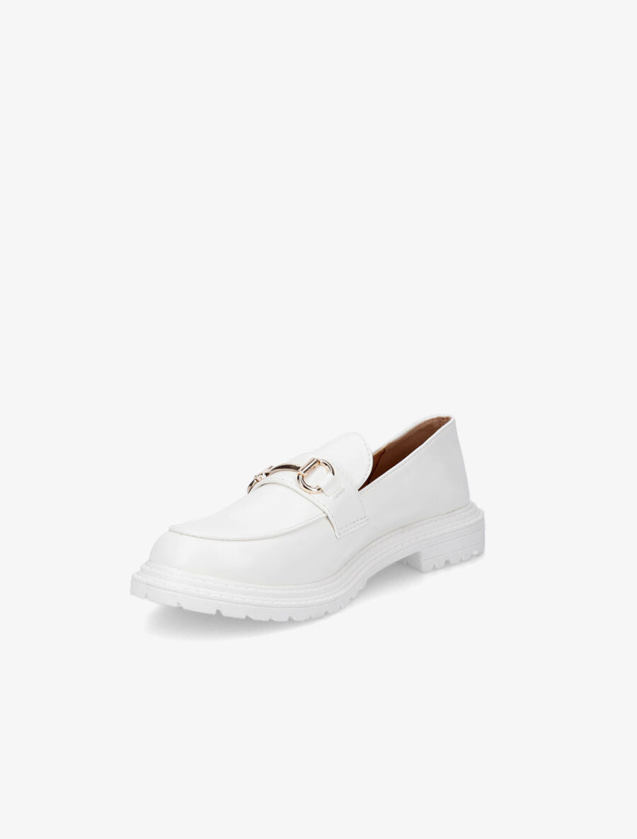 Mocassins en simili et boucle - Blanc - 3