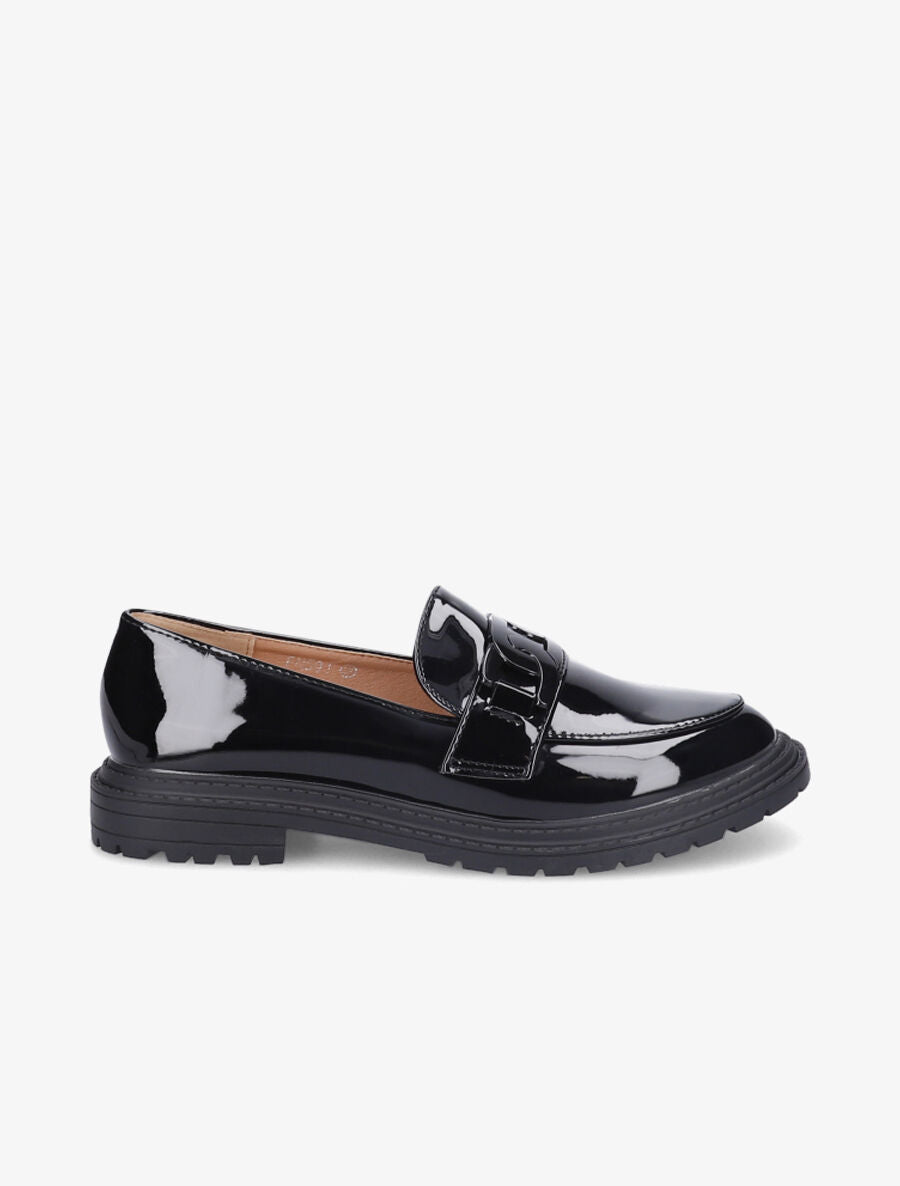 Mocassins vernis et boucle - Noir - 1
