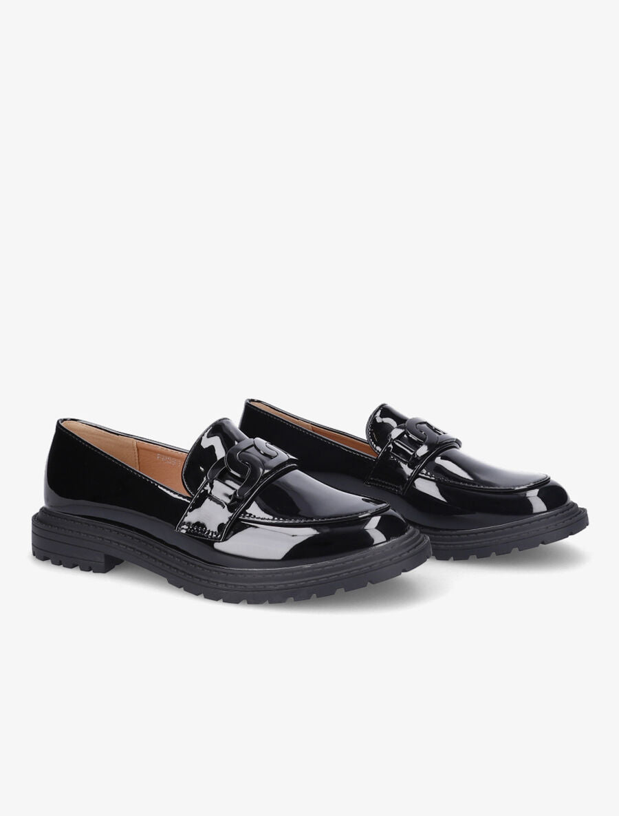 Mocassins vernis et boucle - Noir - 4