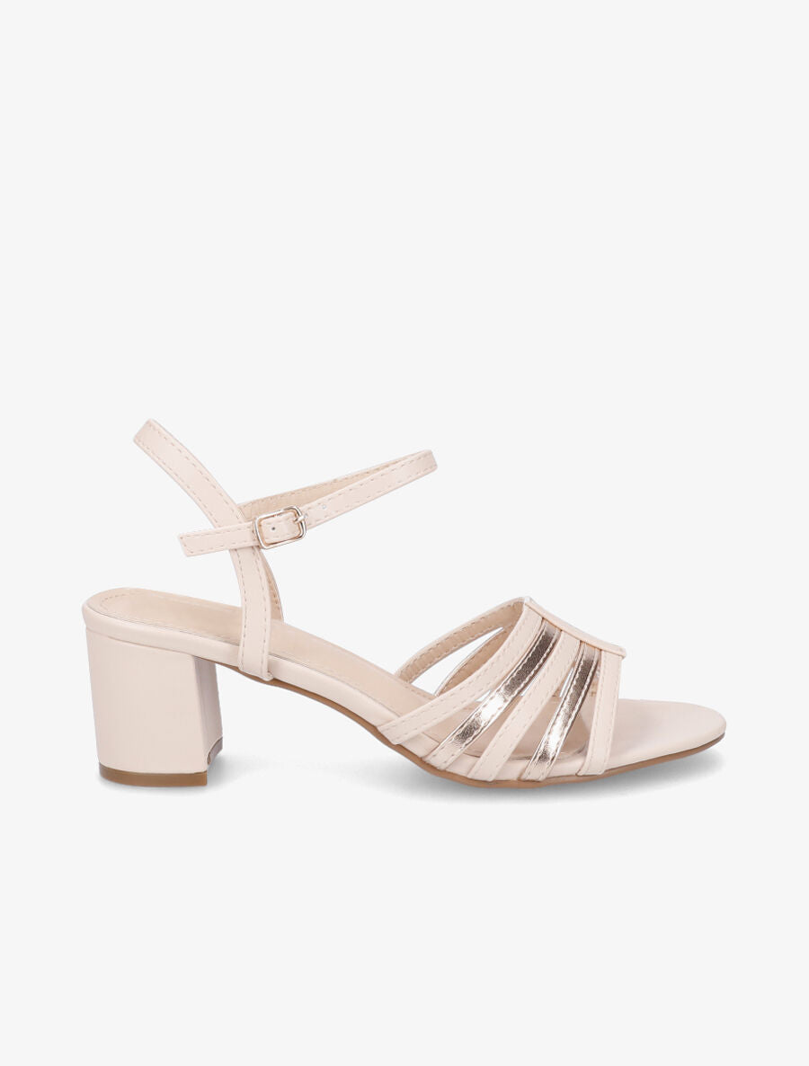 Sandales en simili à multi brides - Beige - 1