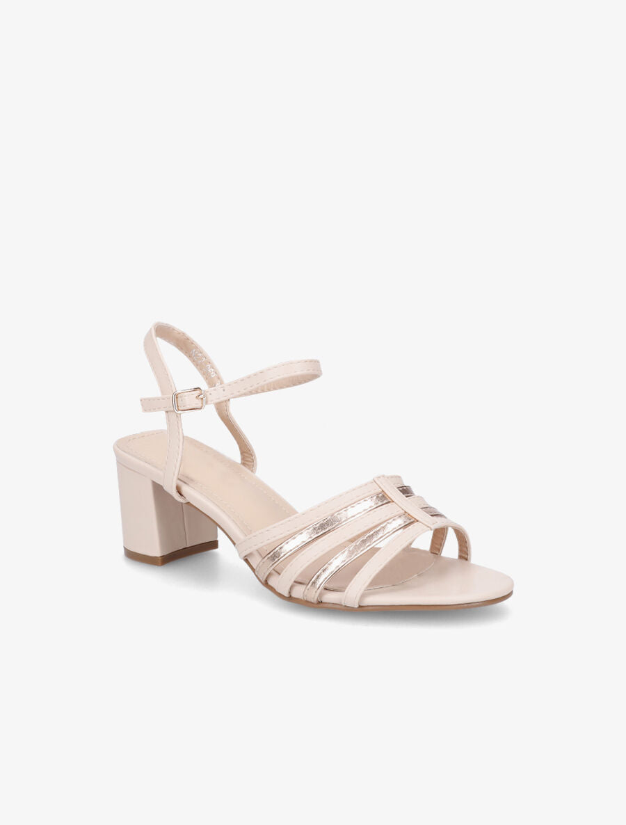 Sandales en simili à multi brides - Beige - 2
