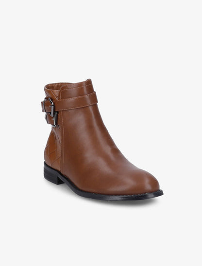 Bottines à contrefort effet osier à boucles - Camel - 3