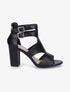 Sandales à talon et double brides à boucle - Noir - 1
