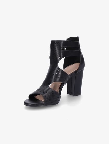 Sandales à talon et double brides à boucle - Noir - 3