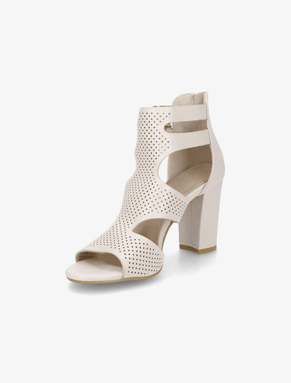 Sandales à talon et double brides à boucle - Beige - 3