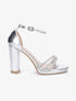 Sandales à talon haut et strass en simili - Argent - 5