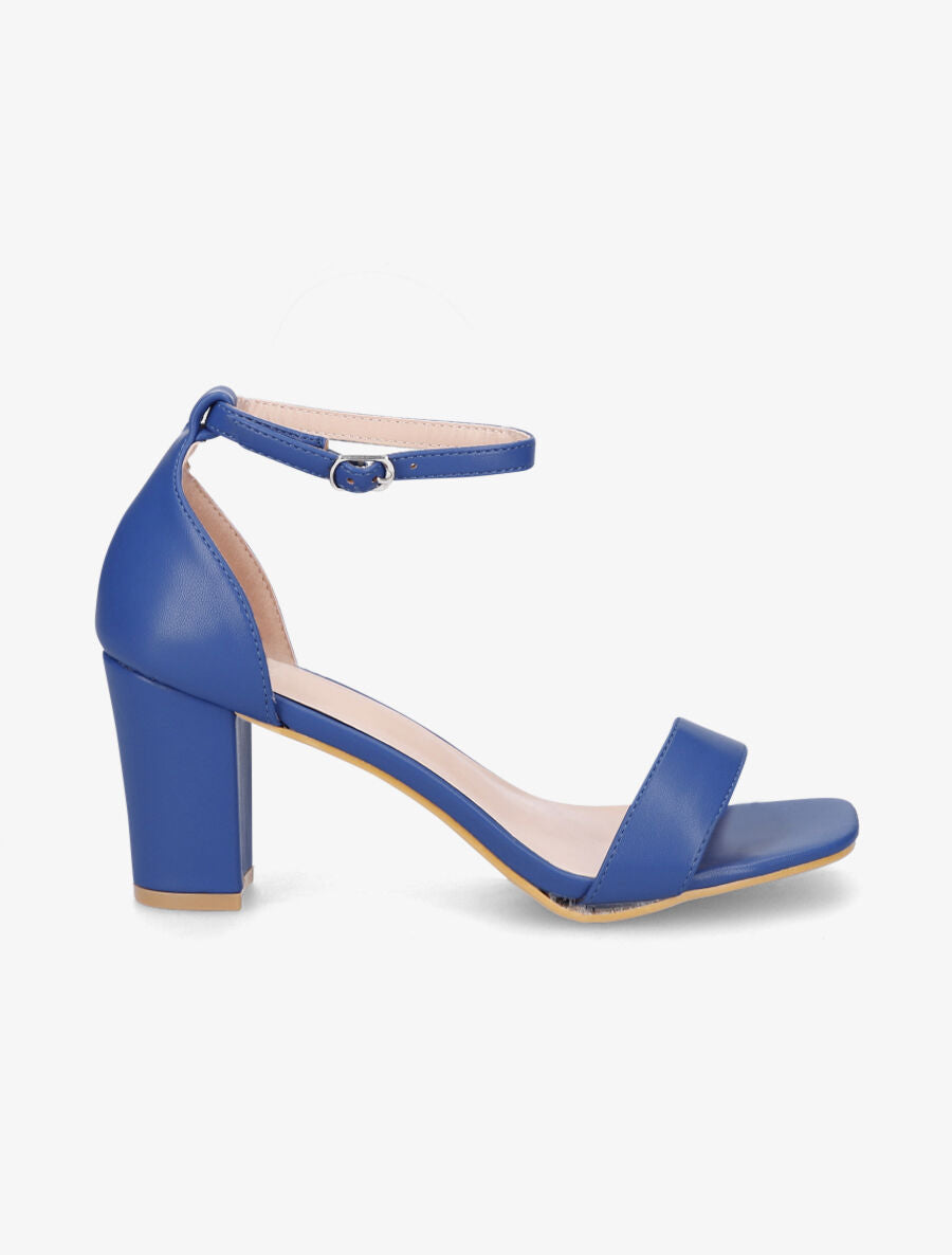 Sandales à talon et bride en simili - Bleu - 1