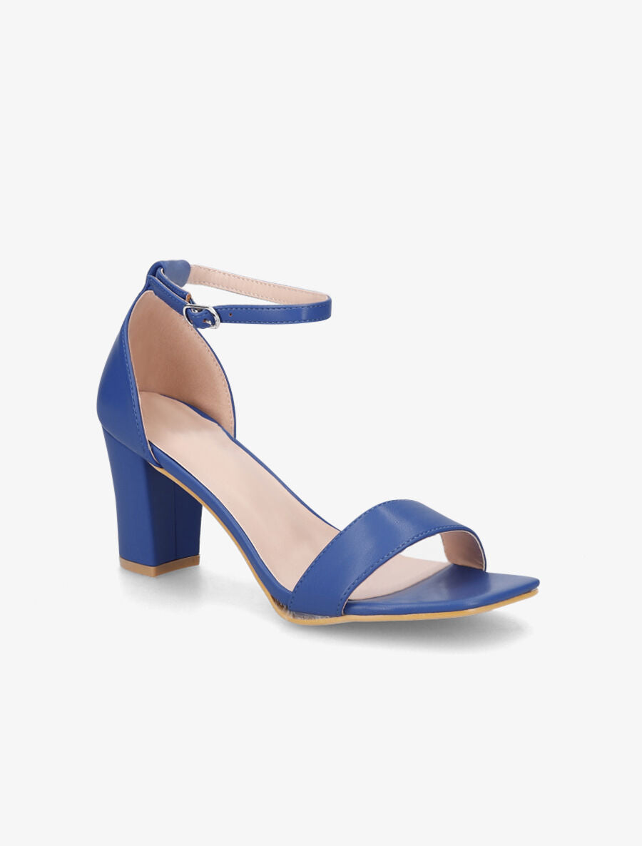 Sandales à talon et bride en simili - Bleu - 2