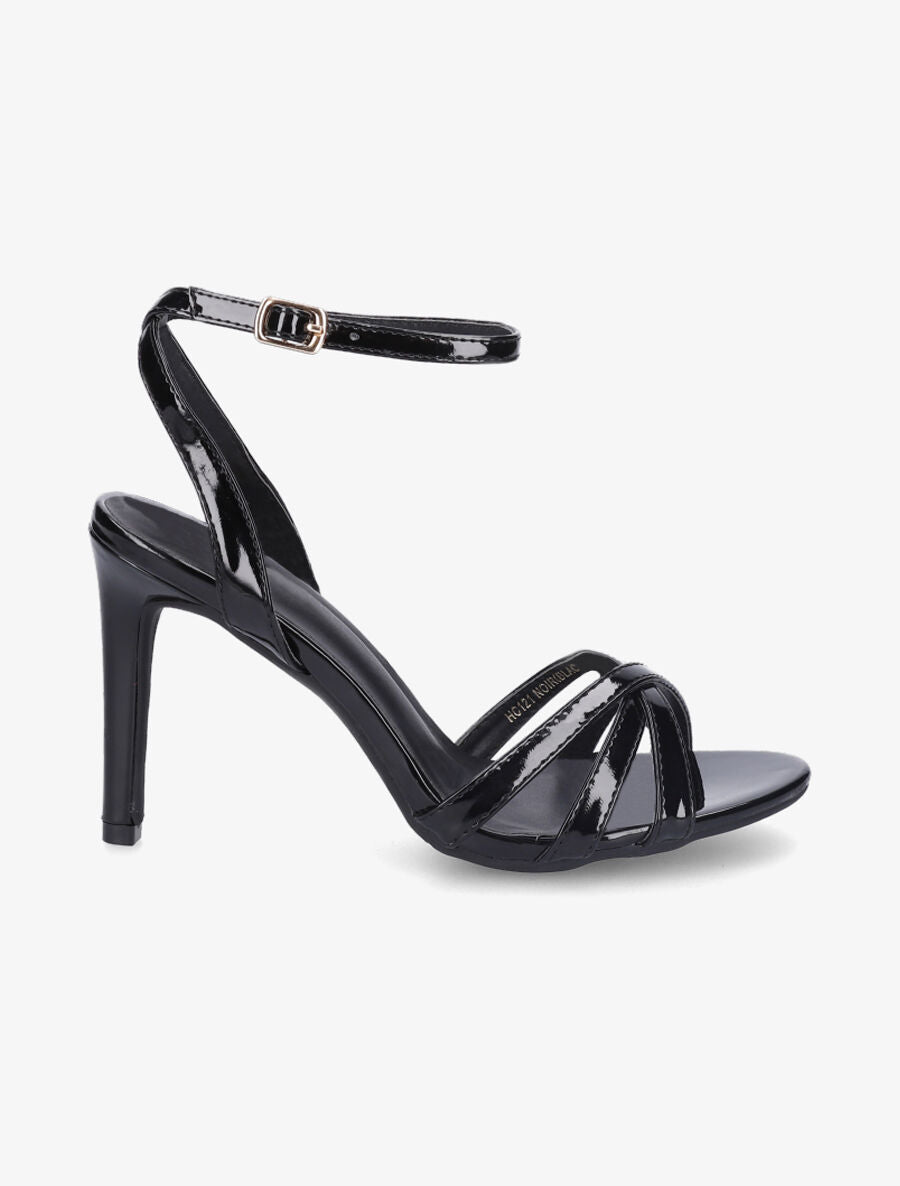 Sandales à talon aiguille et brides entrelacées - Noir - 1