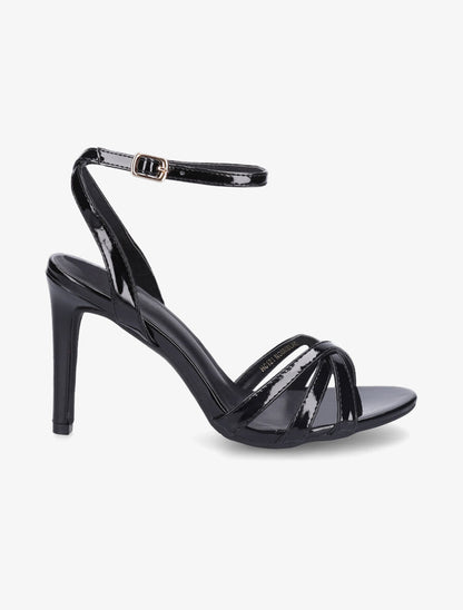 Sandales à talon aiguille et brides entrelacées - Noir - 1