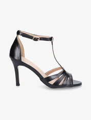 Sandales style salomé à talon aiguille - Noir - 5