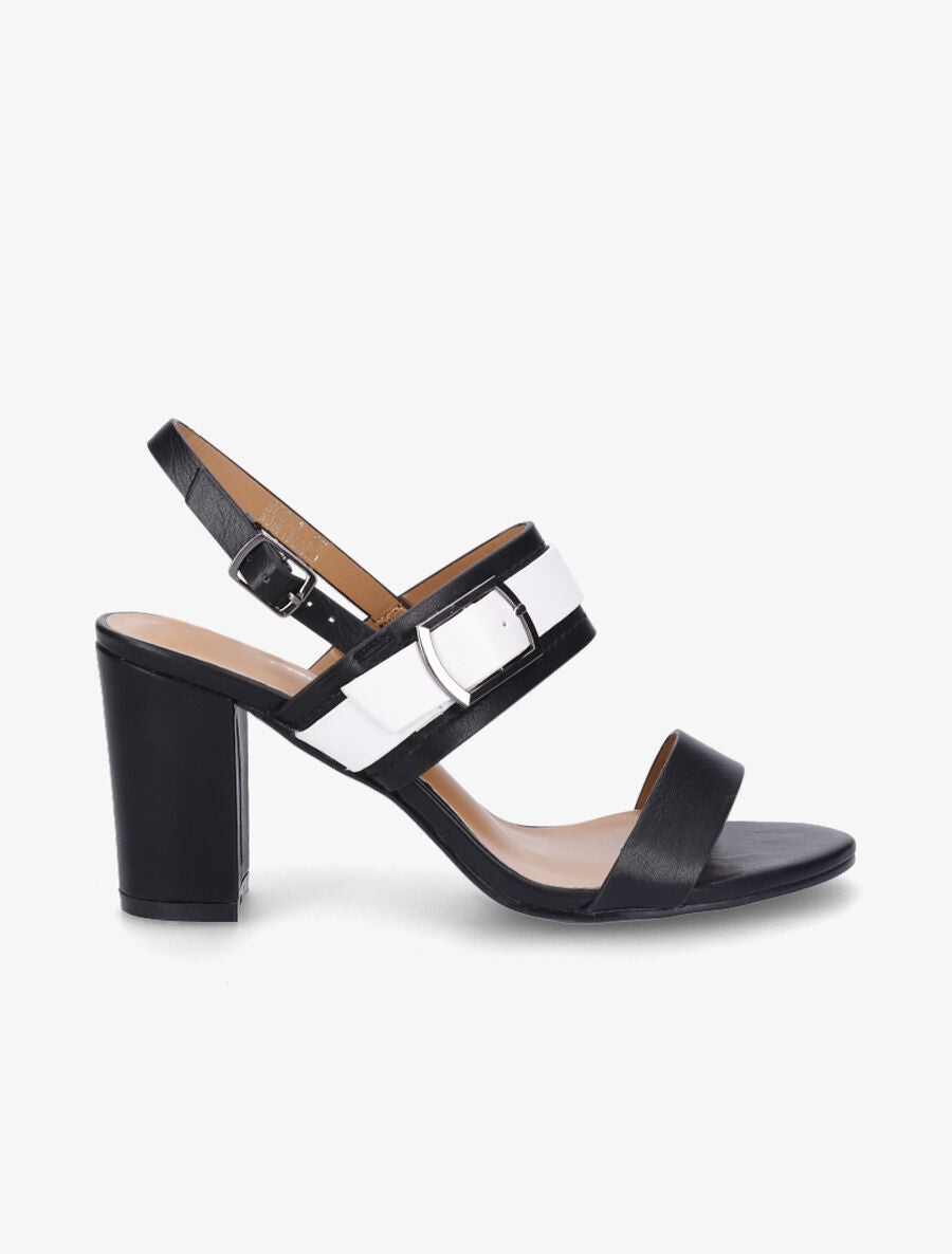 Sandales à talon et double boucles - Noir - 1