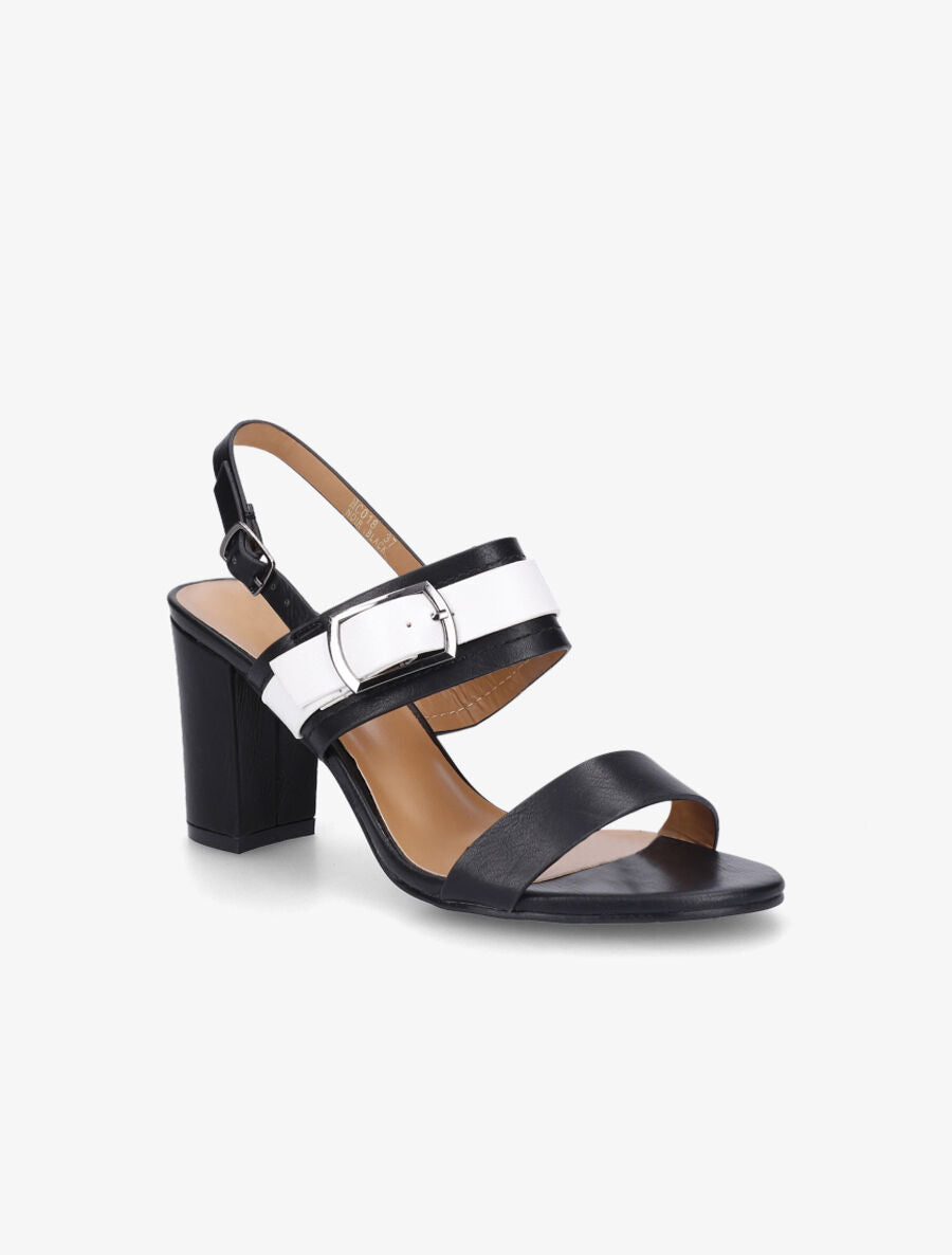 Sandales à talon et double boucles - Noir - 2