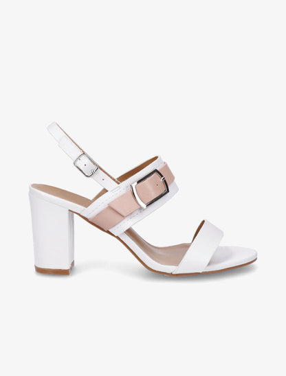 Sandales à talon et double boucles - Blanc - 1