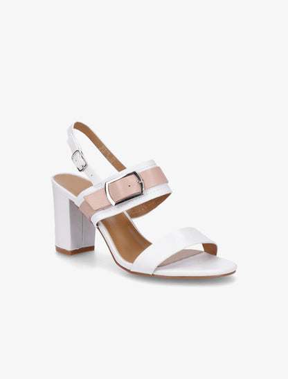Sandales à talon et double boucles - Blanc - 2
