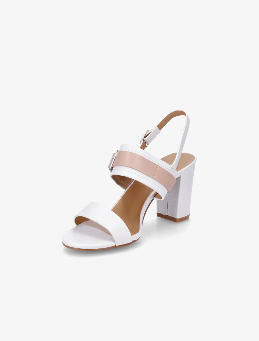Sandales à talon et double boucles - Blanc - 3
