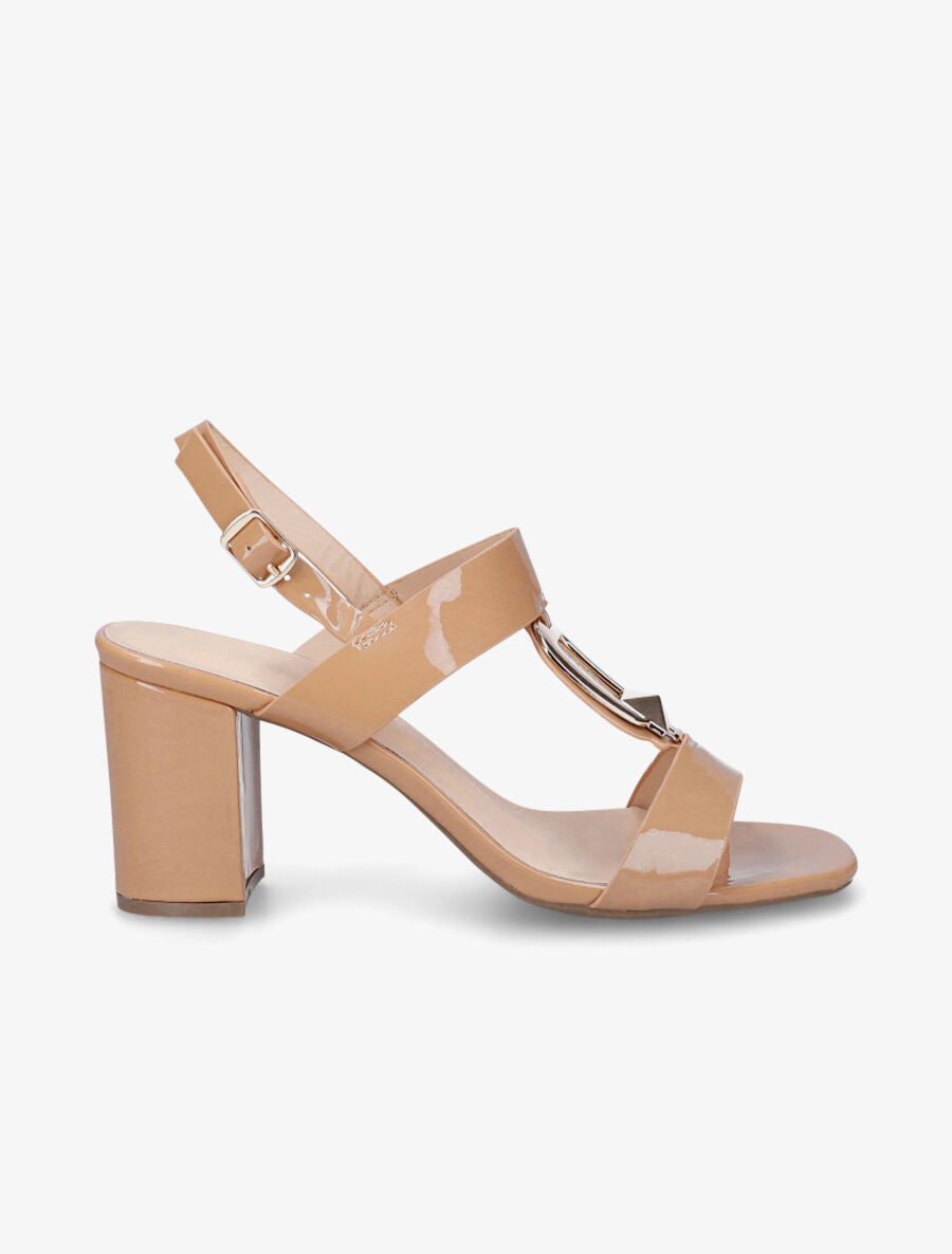 Sandales vernies à talon - Camel - 5