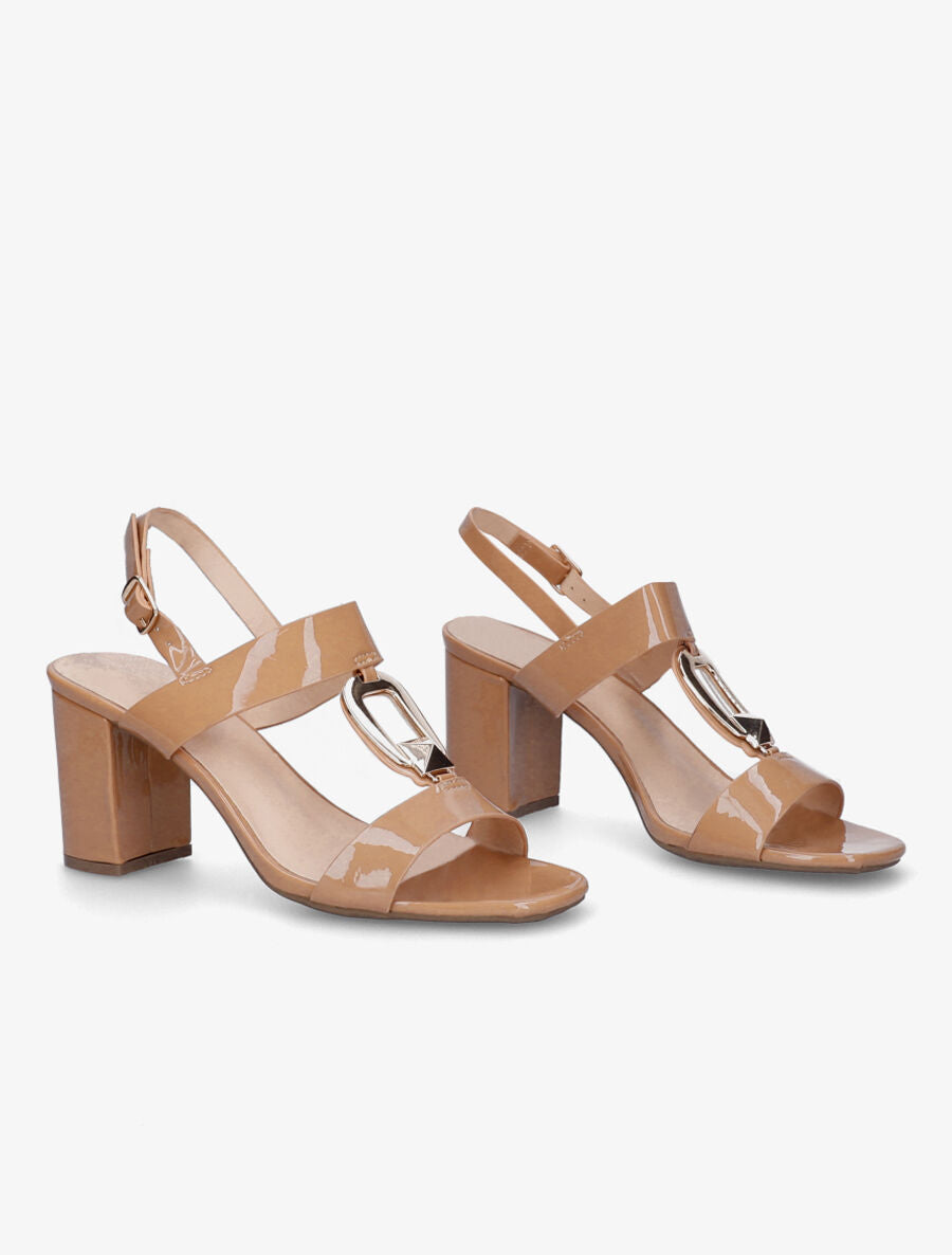 Sandales vernies à talon - Camel - 4