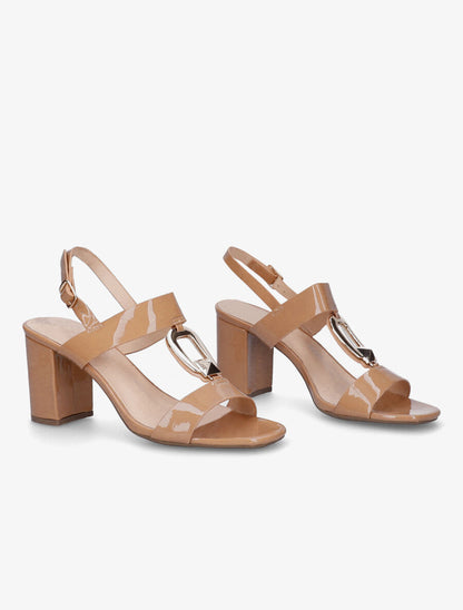 Sandales vernies à talon - Camel - 4