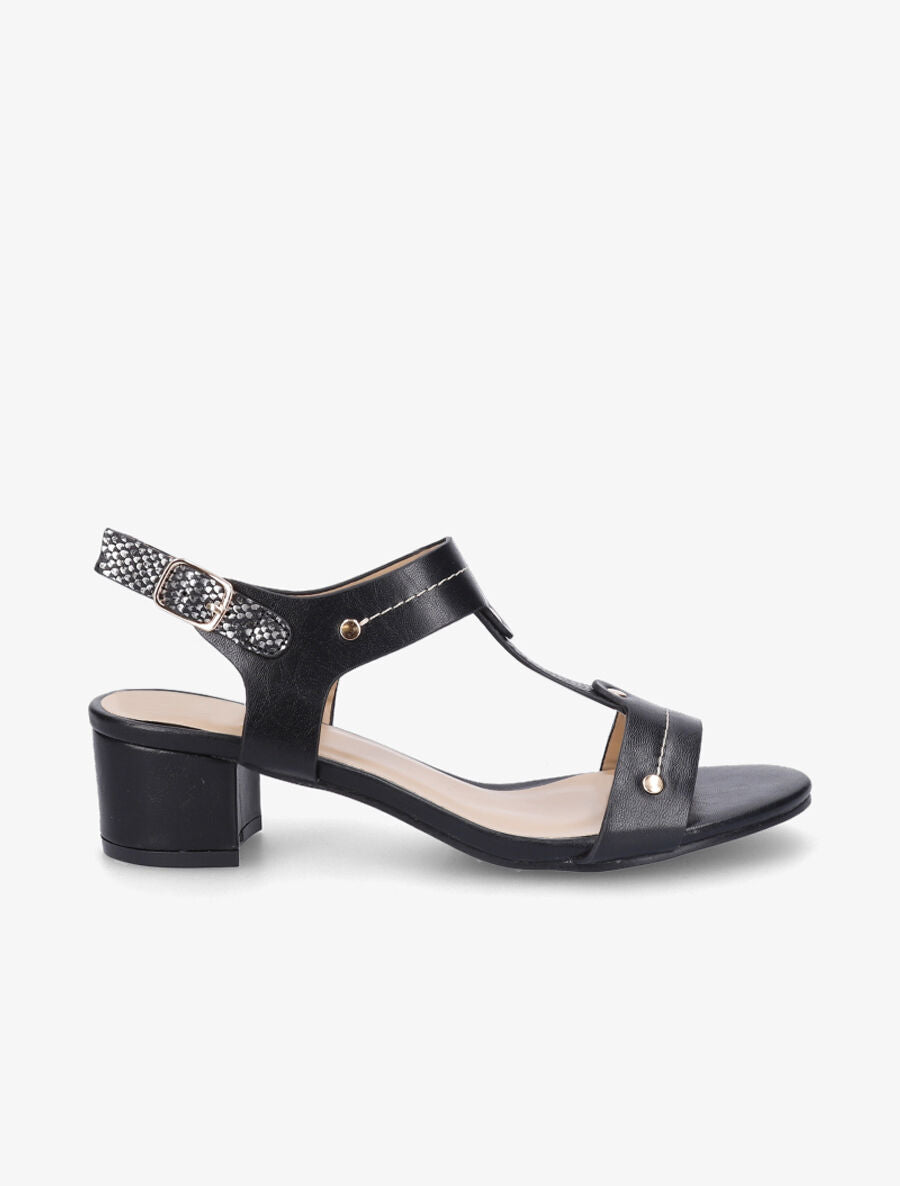 Sandales mi-hautes bride python - Noir - 5