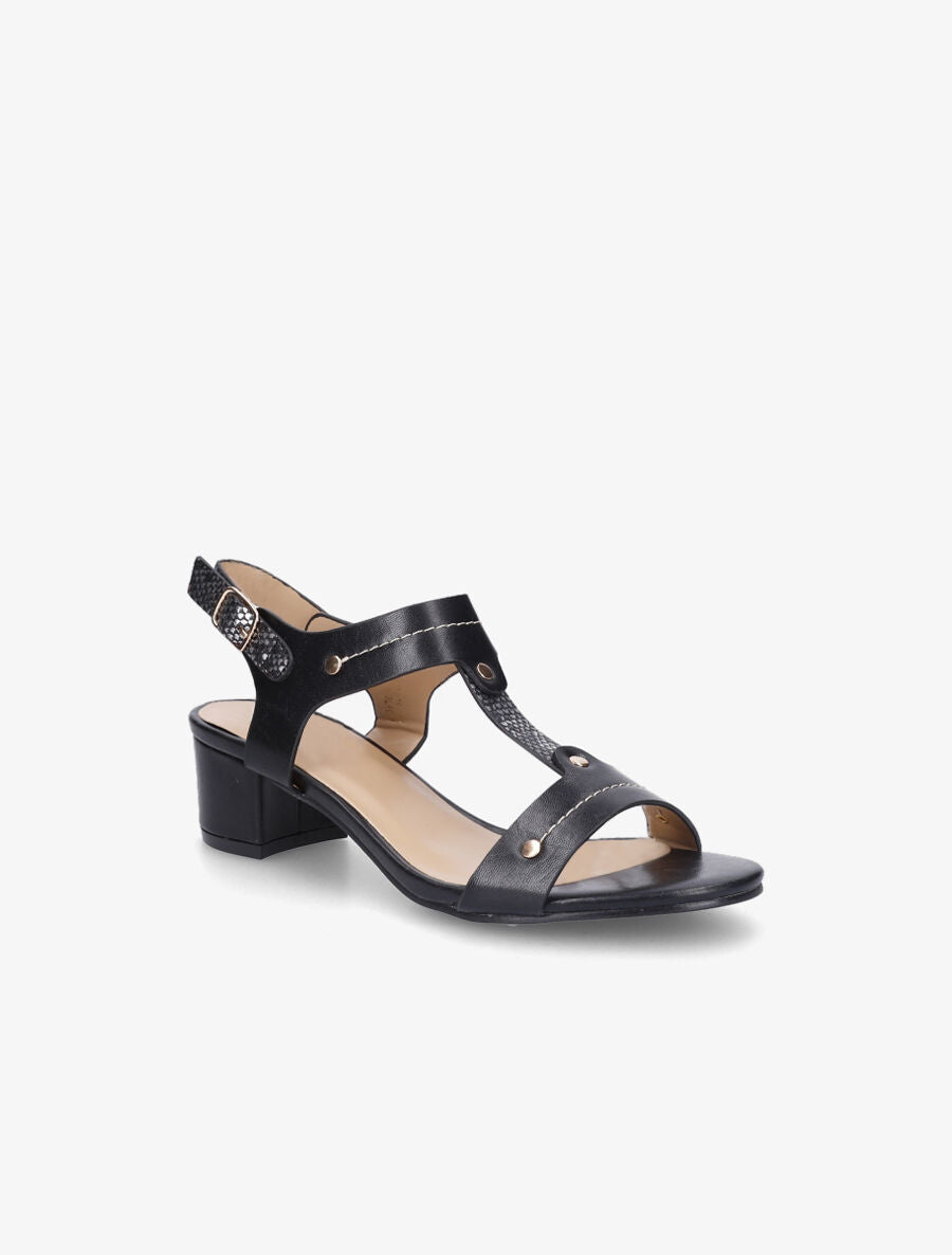 Sandales mi-hautes bride python - Noir - 2