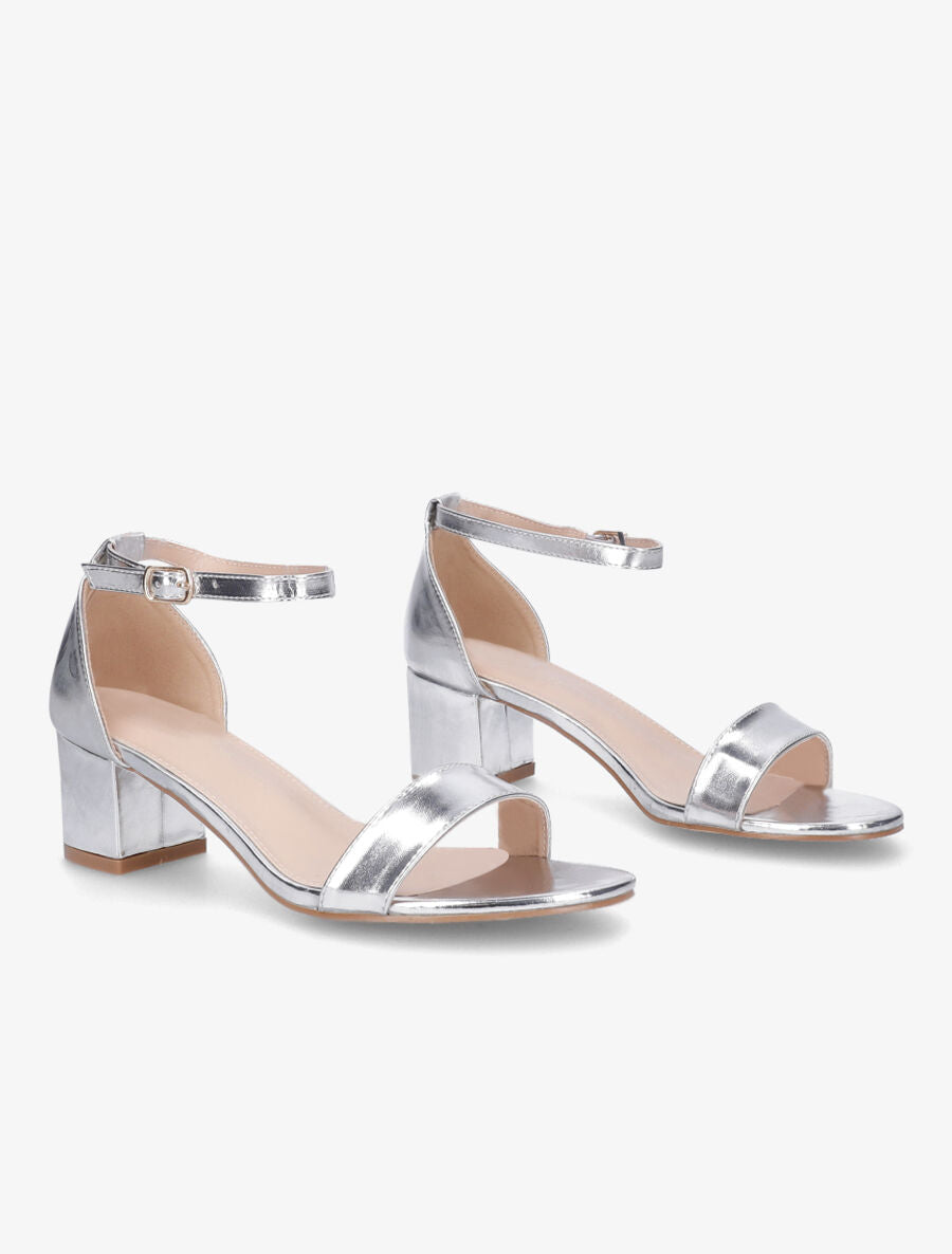 Sandales vernies en simili à talon - Argent - 4