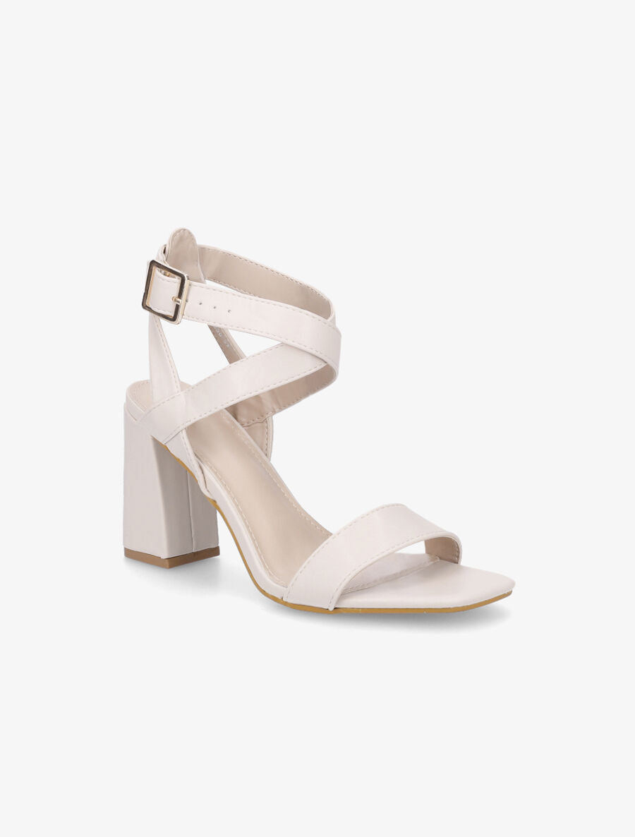 Sandales à talon et brides croisées - Beige - 2