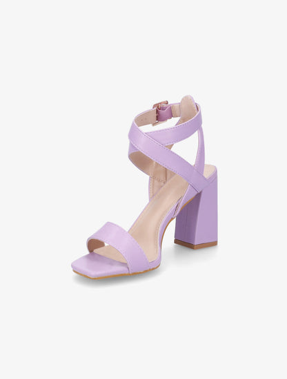 Sandales à talon et brides croisées - Lilas - 3