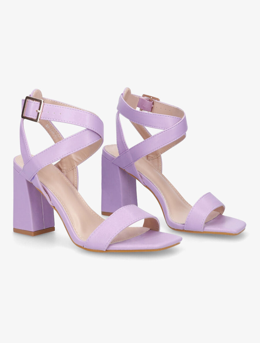 Sandales à talon et brides croisées - Lilas - 4