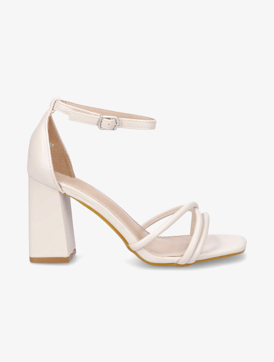 Sandales hautes à brides croisées - Beige - 1