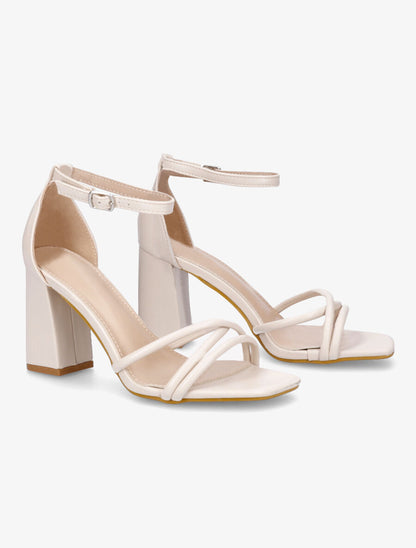 Sandales hautes à brides croisées - Beige - 4