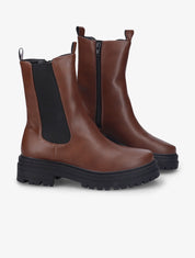 Bottines à plateforme et semelle crantés stylisés - Marron - 1