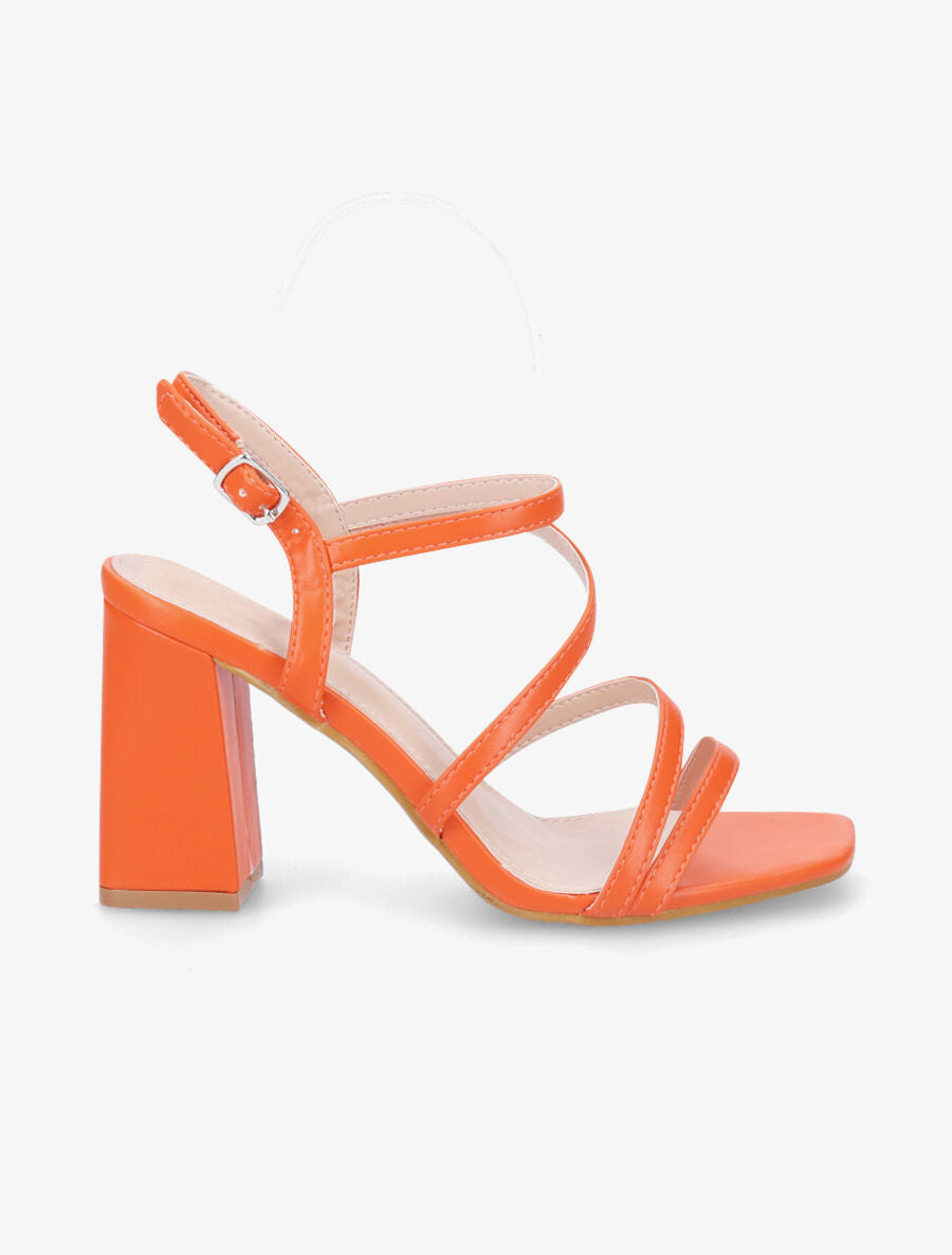 Sandales en simili à talon - Orange - 5