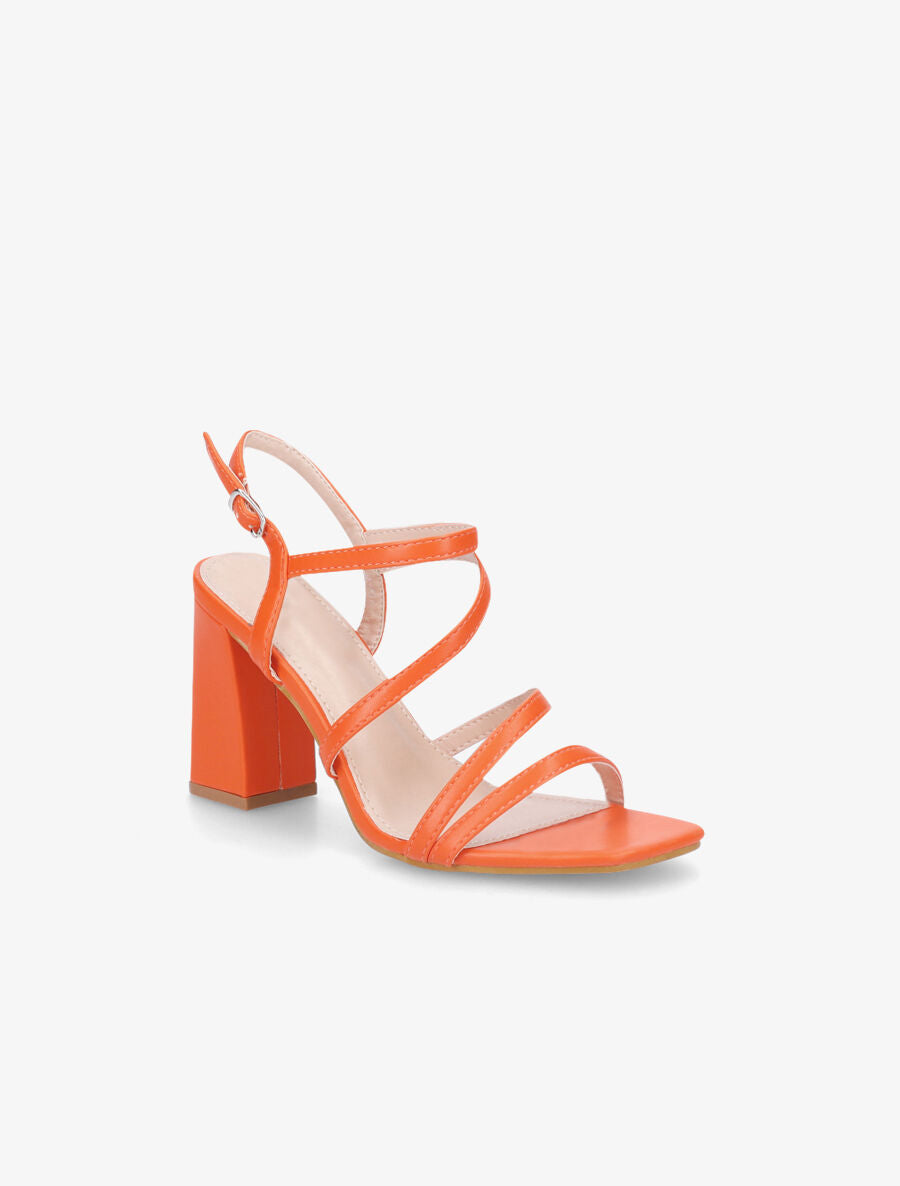 Sandales en simili à talon - Orange - 2