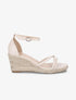 Sandales croisées à talon compensé - Beige - 1