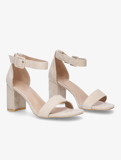 Sandales à bride en suédine - Beige - 4