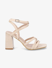 Sandales en suédine à talon carré - Beige - 5
