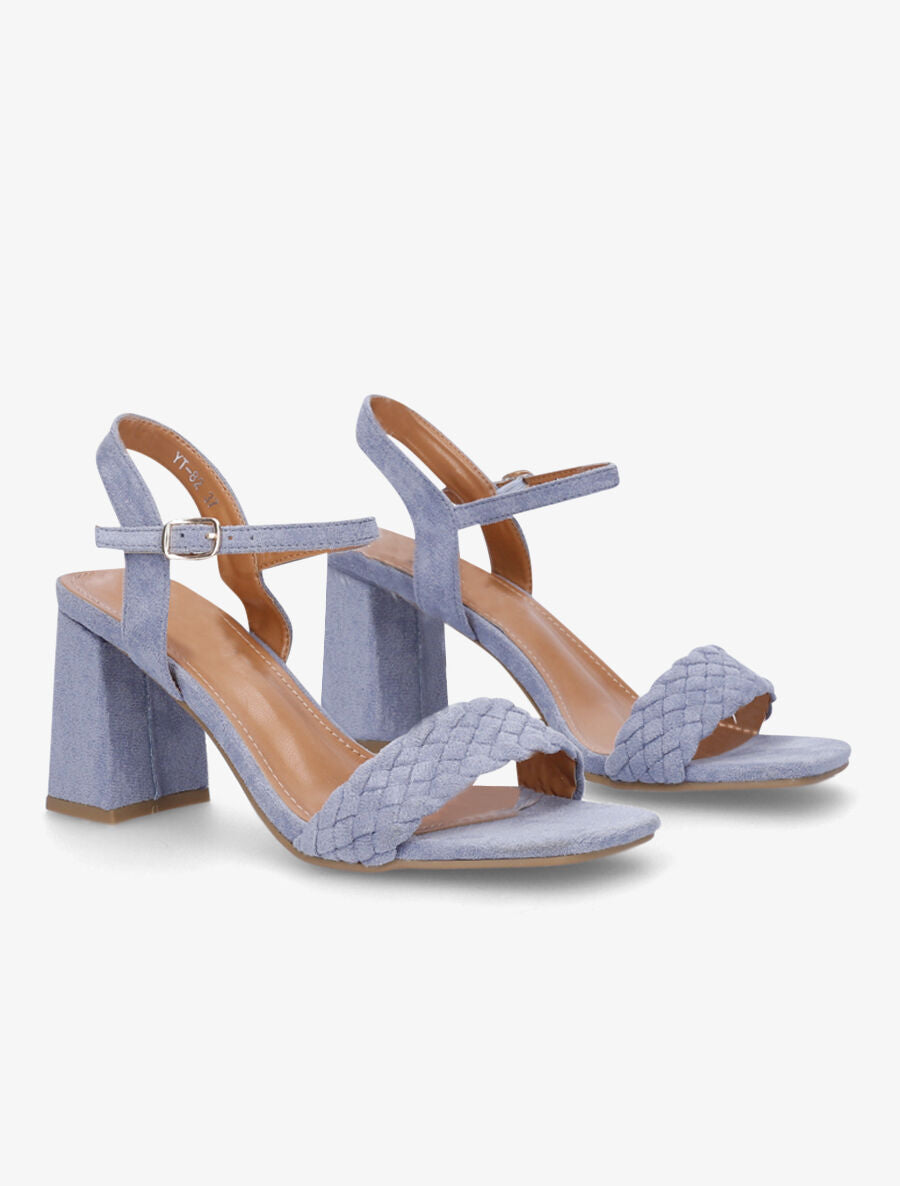 Sandales en suédine classique à bride tressée - Bleu clair - 4