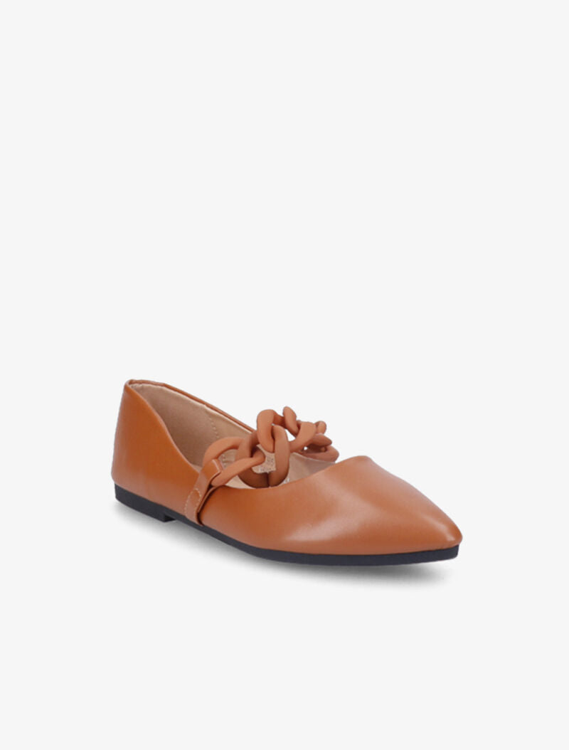 Ballerines à chaîne décorative - Camel - 2