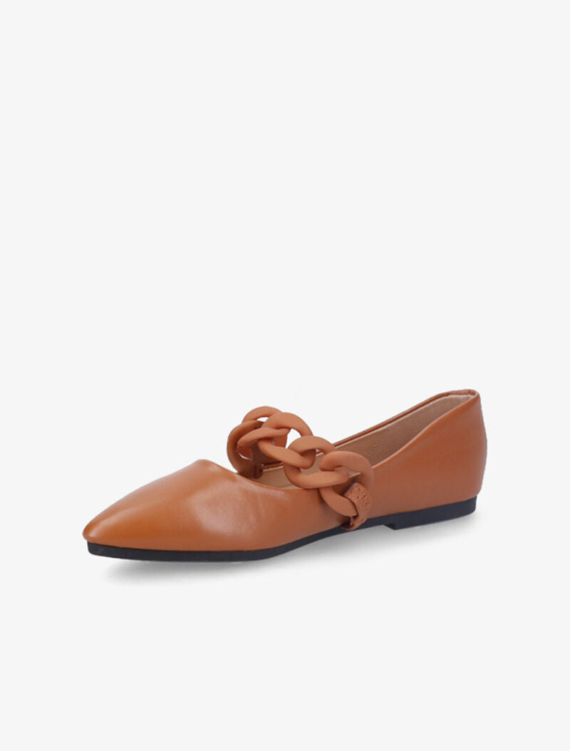 Ballerines à chaîne décorative - Camel - 3