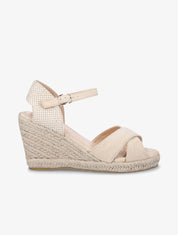Sandales compensées style espadrille - Beige - 1