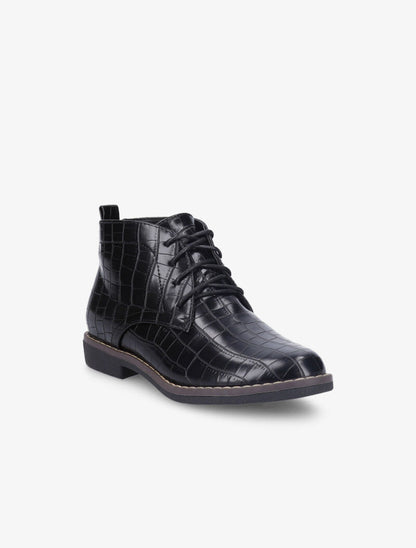 Derbies montantes vernies effet croco - Noir - 2