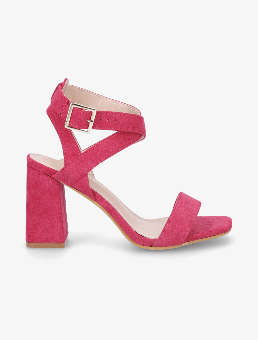 Sandales en suédine à brides croisées - Fuschia - 1