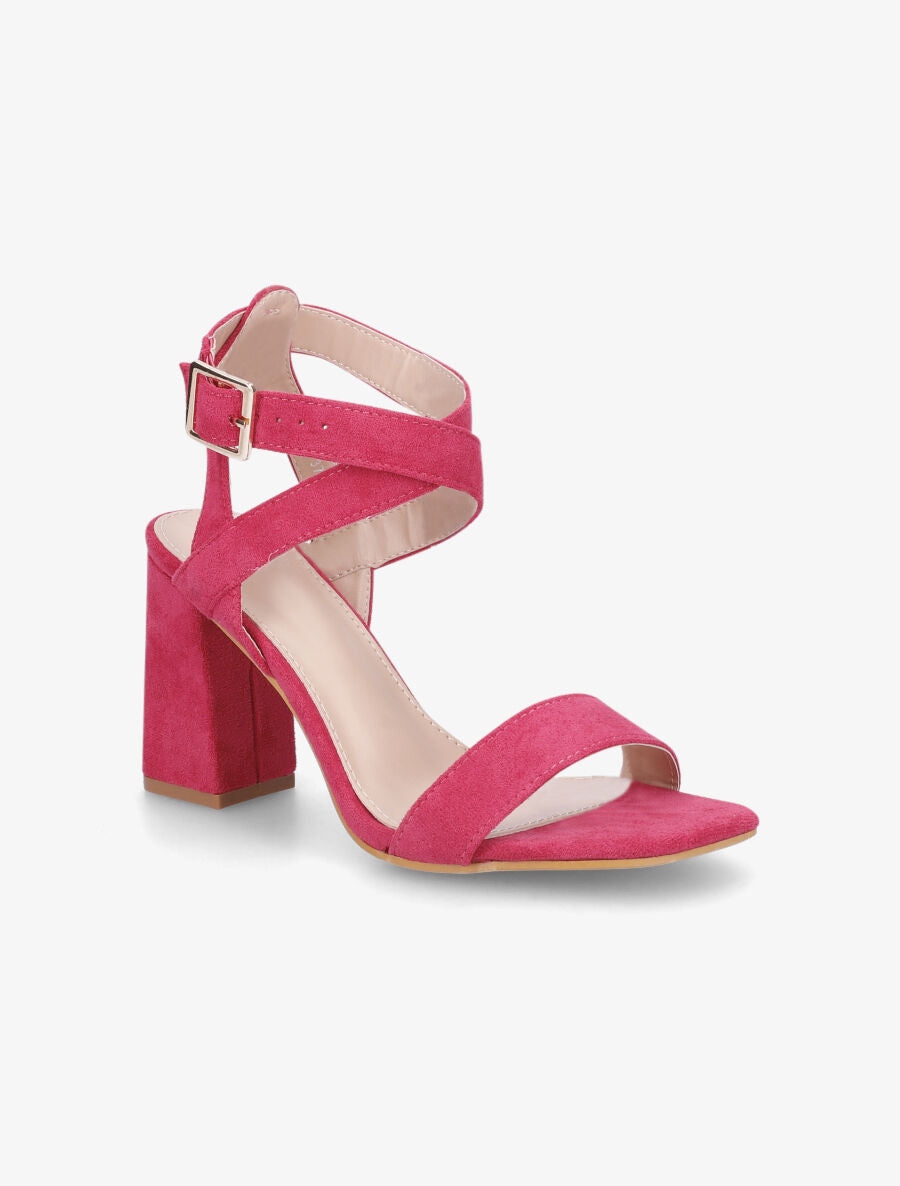 Sandales en suédine à brides croisées - Fuschia - 2