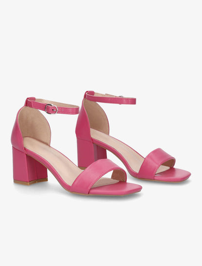 Sandales en simili à talon - Fuschia - 4