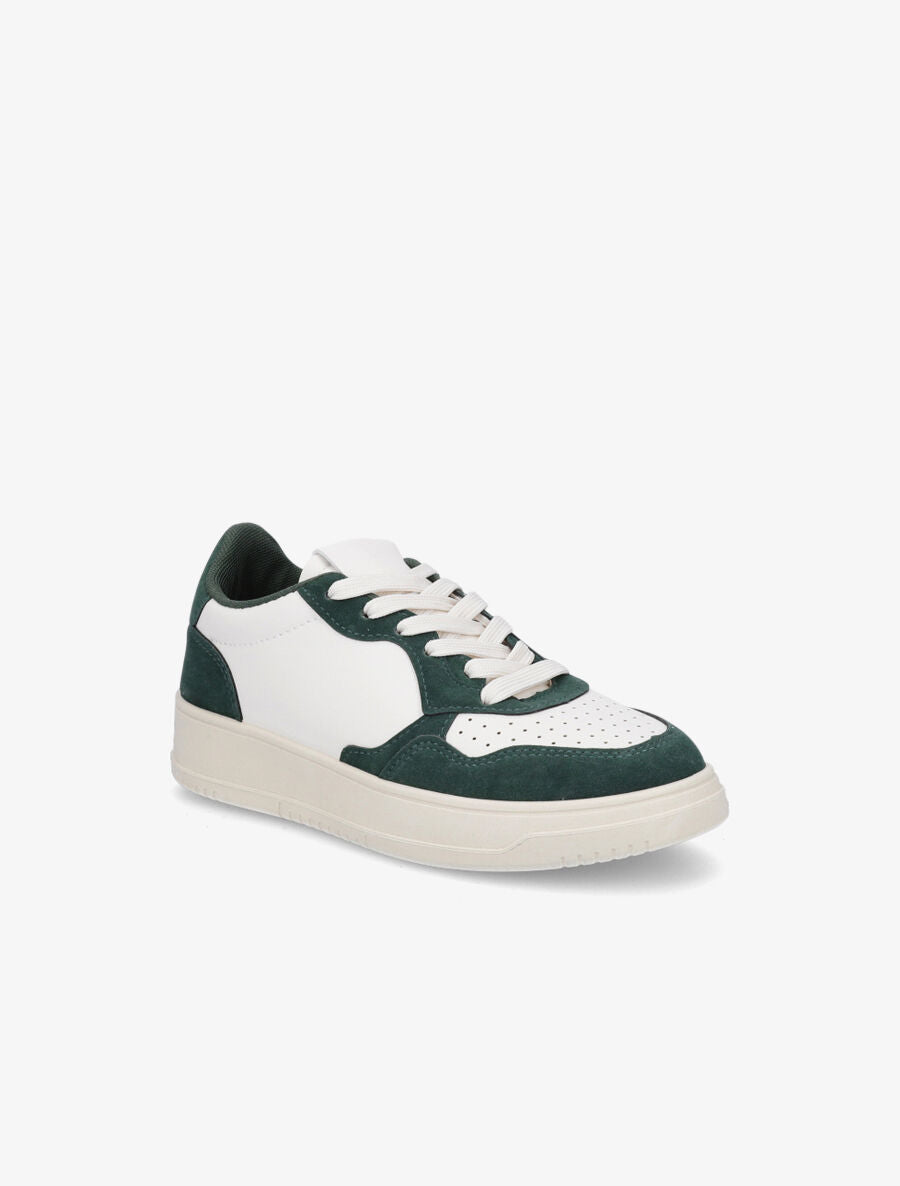 Sneakers en simili à bout rond perforé - Vert - 2