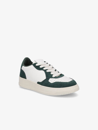Sneakers en simili à bout rond perforé - Vert - 2