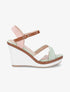 Sandales compensées croisées bi-matière - Vert/rose - 1
