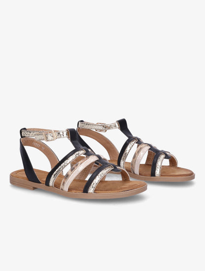 Nu-pieds en simili à multi brides - Noir - 4